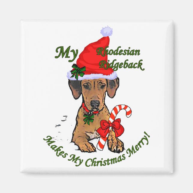 Aimant Cadeaux de Noël de Rhodesian Ridgeback (Devant)