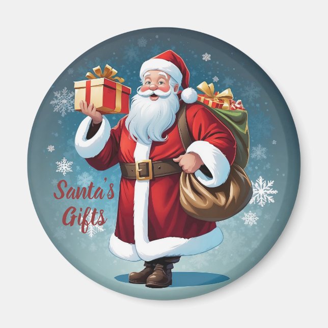 Aimant Cadeaux de Noël du Père Noël Festifs (Devant)