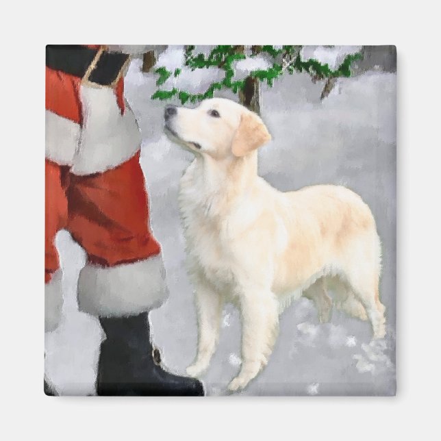 Aimant Cadeaux de Noël Golden Retriever (Devant)