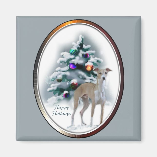 Aimant Cadeaux de Noël italiens Greyhound (Devant)