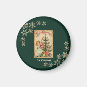 Aimant Cadeaux de petits filles d'arbre de pin vintage fl