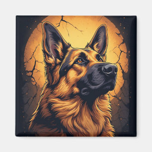 Aimant 🐾 Cadeaux de portrait de chien de berger allemand