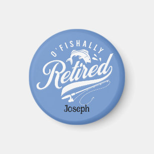 Aimant Cadeaux de retraite. Pêcheur/femme. Nom modifiable