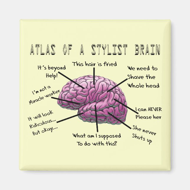 Aimant Cadeaux de Styliste de cheveux "Atlas d'un Cerveau (Devant)