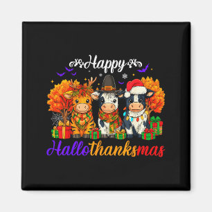 Aimant Cadeaux de vaches de Hallothanksmas joyeux pour ag