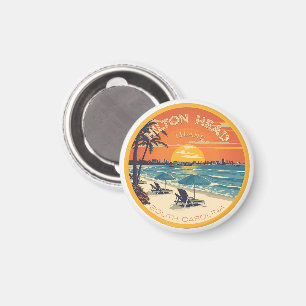 Aimant Cadeaux de voyage vintage phare de l'île de Hilton