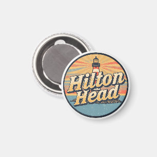 Aimant Cadeaux de voyage vintage phare de l'île de Hilton