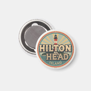 Aimant Cadeaux de voyage vintage phare de l'île de Hilton