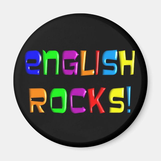 Aimant Cadeaux d'enseignant anglais "English Rocks !" (Devant)