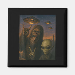 Aimant Cadeaux Drôles Hommes W Bigfoot Alien Rock On Self