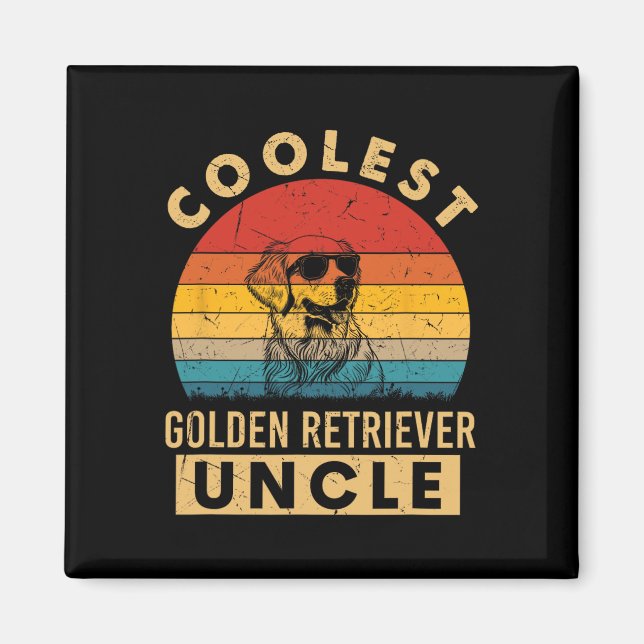 Aimant Cadeaux Drôles Oncle Golden Retriever Le Plus Cool (Devant)