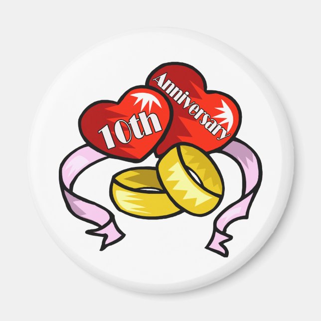 Aimant Cadeaux du 10e anniversaire du Mariage (Devant)