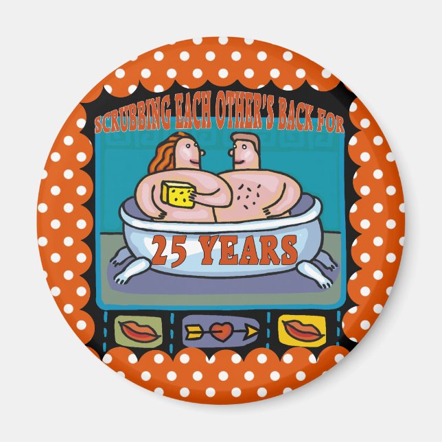 Aimant Cadeaux du 25e anniversaire du Mariage (Devant)