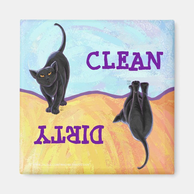 Aimant Cadeaux et accessoires de chat noir (Devant)