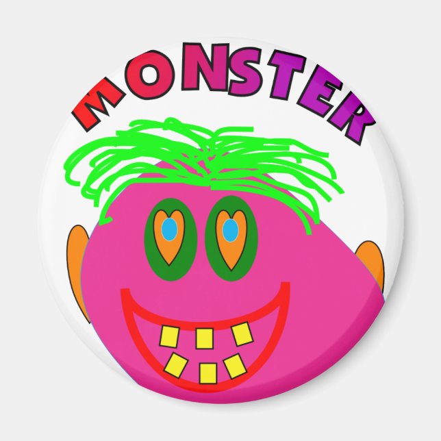 Aimant Cadeaux Monster Kids "Adorable Pink Monster Art" (Devant)