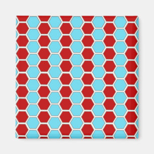 Aimant Cadeaux Motifs en carreaux bleu Turquoise et rouge