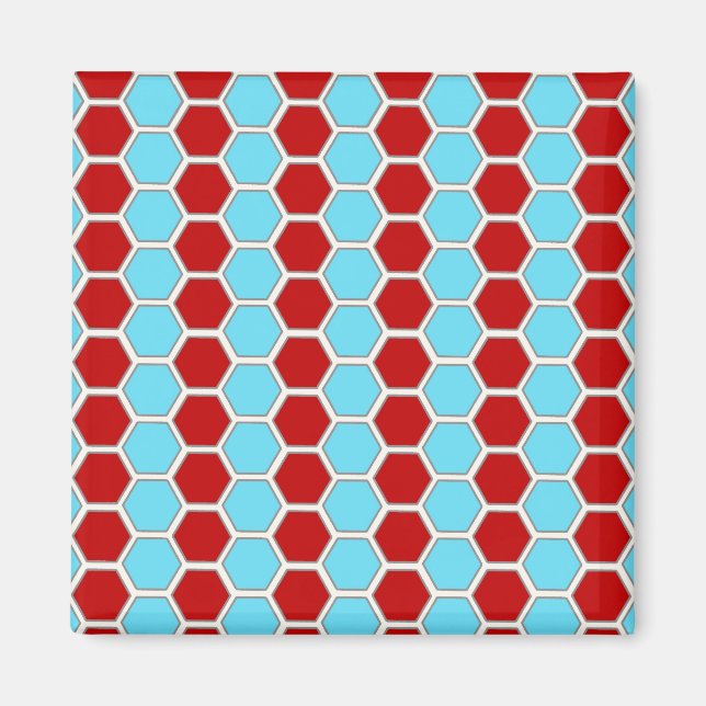 Aimant Cadeaux Motifs en carreaux bleu Turquoise et rouge (Devant)