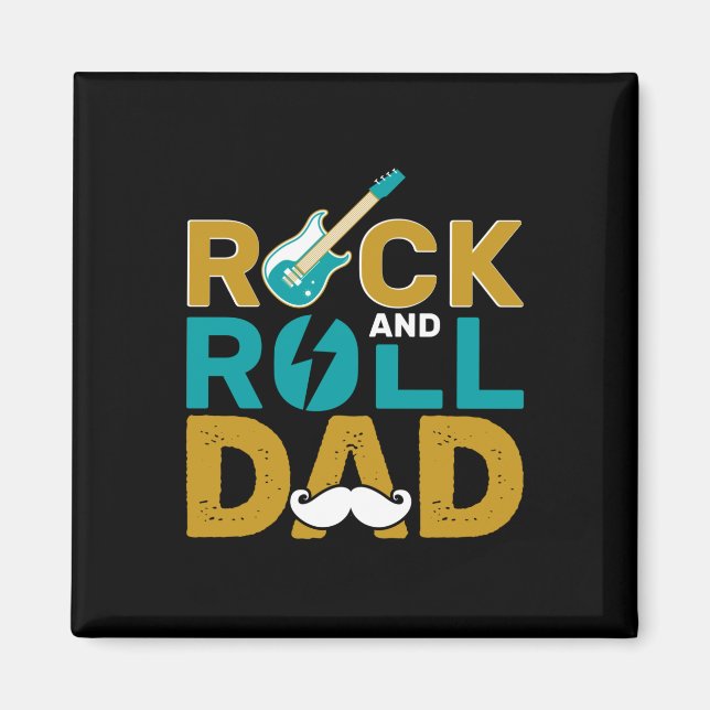 Aimant Cadeaux papa | Rock And Roll Papa (Devant)