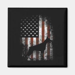 Aimant Cadeaux patriotiques Doberman Pinscher Drapeau Amé