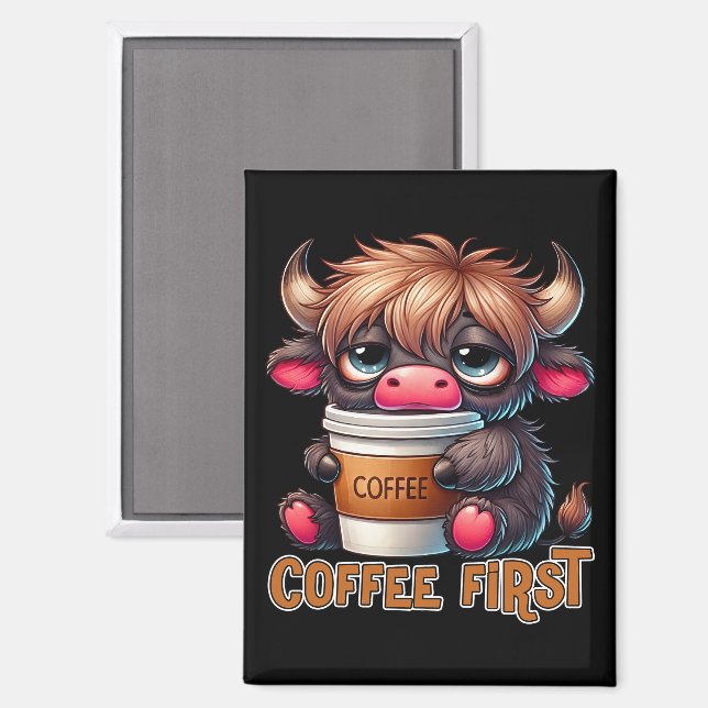 Aimant Cadeaux pour amateurs de café en premier  (Recto/Verso)