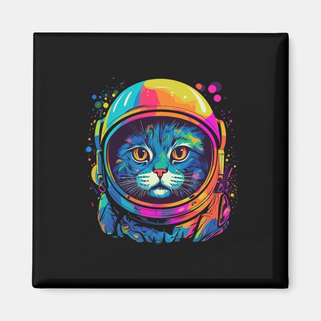 Aimant Cadeaux spatiaux Chat Maman Chat Papa Homme Femmes (Devant)