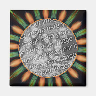 Aimant Cadre Abstrait Orange Et Vert Ajouter Votre Photo