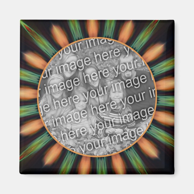 Aimant Cadre Abstrait Orange Et Vert Ajouter Votre Photo (Devant)