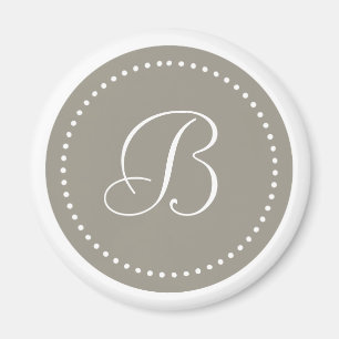 Aimant Cadre Aluminium Rond Monogrammé/ Bordure à Points
