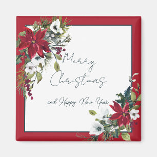 Aimant Cadre de belle poinsettia Fêtes de Noël