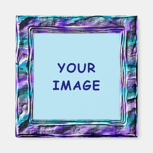 Aimant Cadre de bordure fausse turquoise et violet modern (Devant)