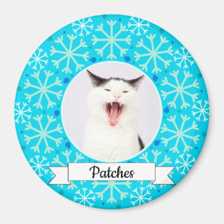 Aimant Cadre de flocon de neige bleu Kitty personnalisabl