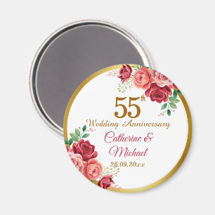 Aimant Cadre doré pour 55e anniversaire de mariage avec f