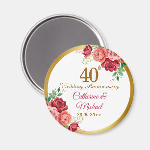 Aimant Cadre doré pour le 40e anniversaire de mariage ave