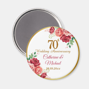 Aimant Cadre en or pour 70e anniversaire de mariage avec 