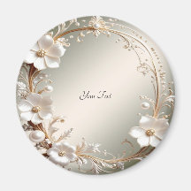 Cadre magnétique floral blanc orné