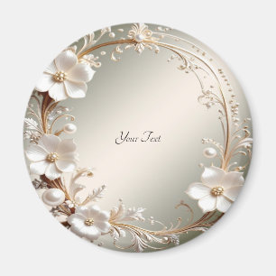 Aimant Cadre magnétique floral blanc orné