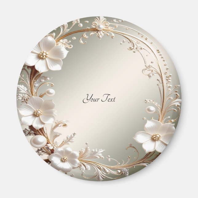 Aimant Cadre magnétique floral blanc orné (Devant)