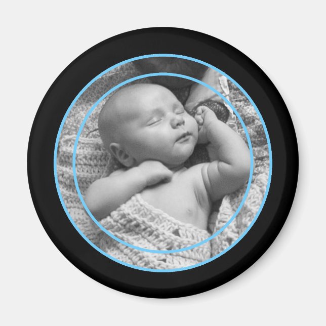 Aimant Cadre photo Bleu et Noir pour bébé (Devant)
