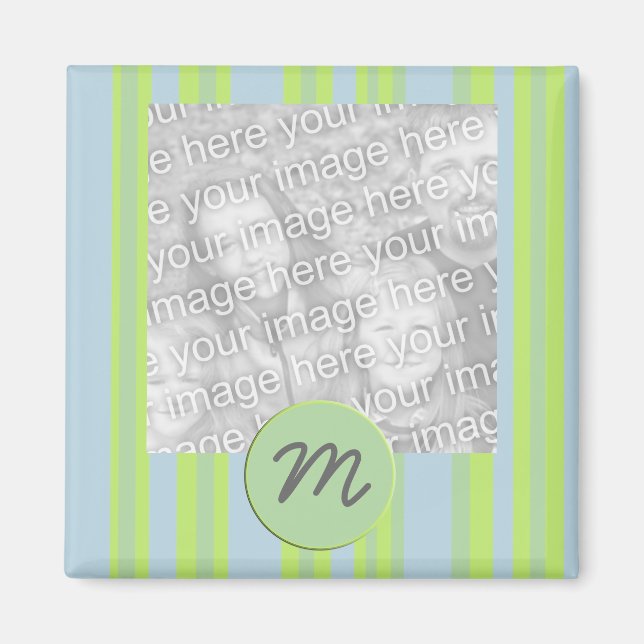 Aimant cadre photo monogramme rayures (Devant)