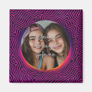 Aimant Cadre photo personnalisé Neon Vaporwave Swirl