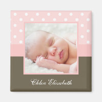 Cadre photo Pois rose pour bébé