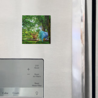 Aimant Cadre tropical luxuriant de SlipperyJoe's rhinocér