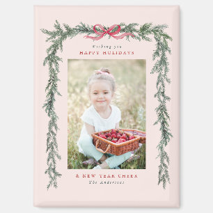 Aimant Cadres de la branche de pin Photo Blush Pink Noël