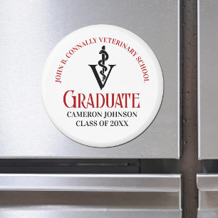 Aimant Caduceus vétérinaire Custom Red Black Graduation