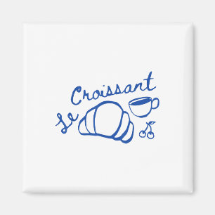 Aimant Café & amp ; Croissant Français Retro Vintag Graph
