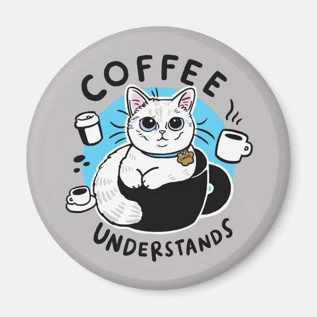 Aimant Café blanc | Compréhension du café (Devant)
