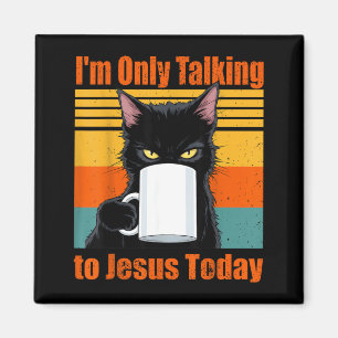Aimant Café Chat avec Jésus Seulement Chat Noir Chrétien