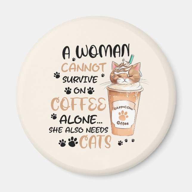 Aimant Café & Chats - Cute Kawaii Art (Devant)