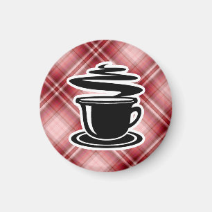 Aimant Café chaud de plaid rouge