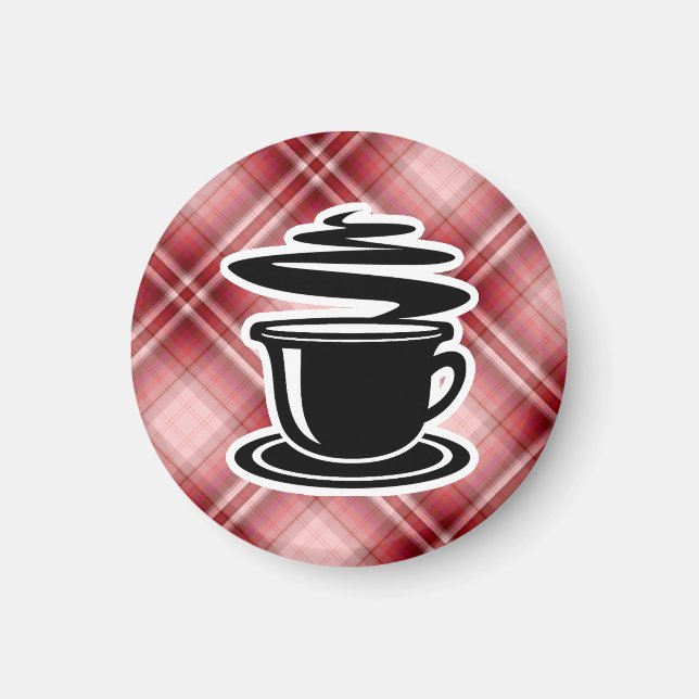 Aimant Café chaud Red Plaid (Devant)